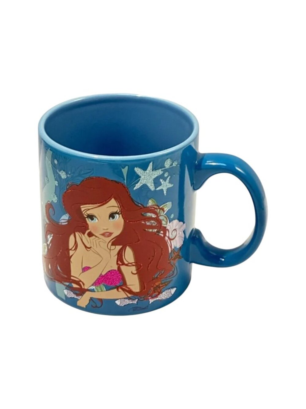 Disney Mug 3D Ariel Blue Glitter‎ Ceramic 20 oz Unused